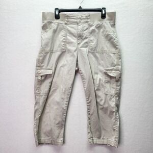 Lee Capri‎ Womens M Easy Fit Khaki Casual Cargo Relaxed Cotton Work Wear Summer